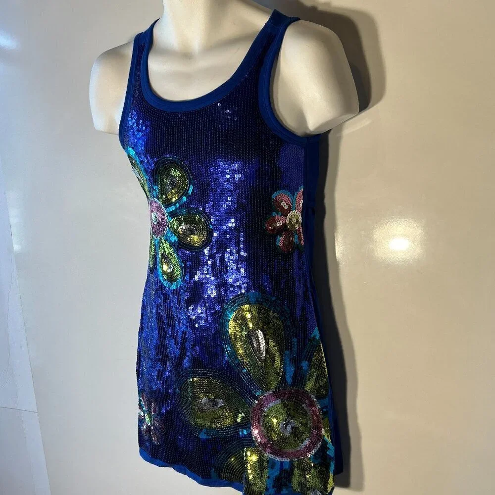 Justice SZ 14 Bright Sequin Dress Mod Flowers Dressy Party Special event Wedding